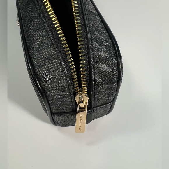 Michael Kors Giftables Medium Pencil Case Signature Leather Makeup Case, Black - Picture 3 of 7